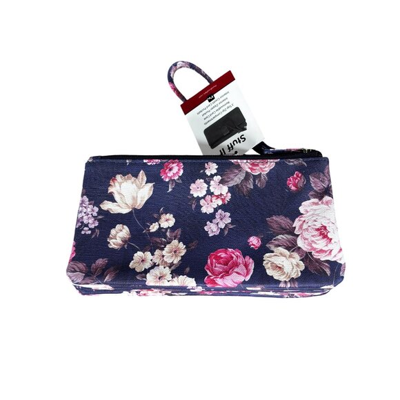 Mundi Stuff It Floral Wristlet Wallet With 3 Zip Compartments & Removable Card C - Picture 2 of 7